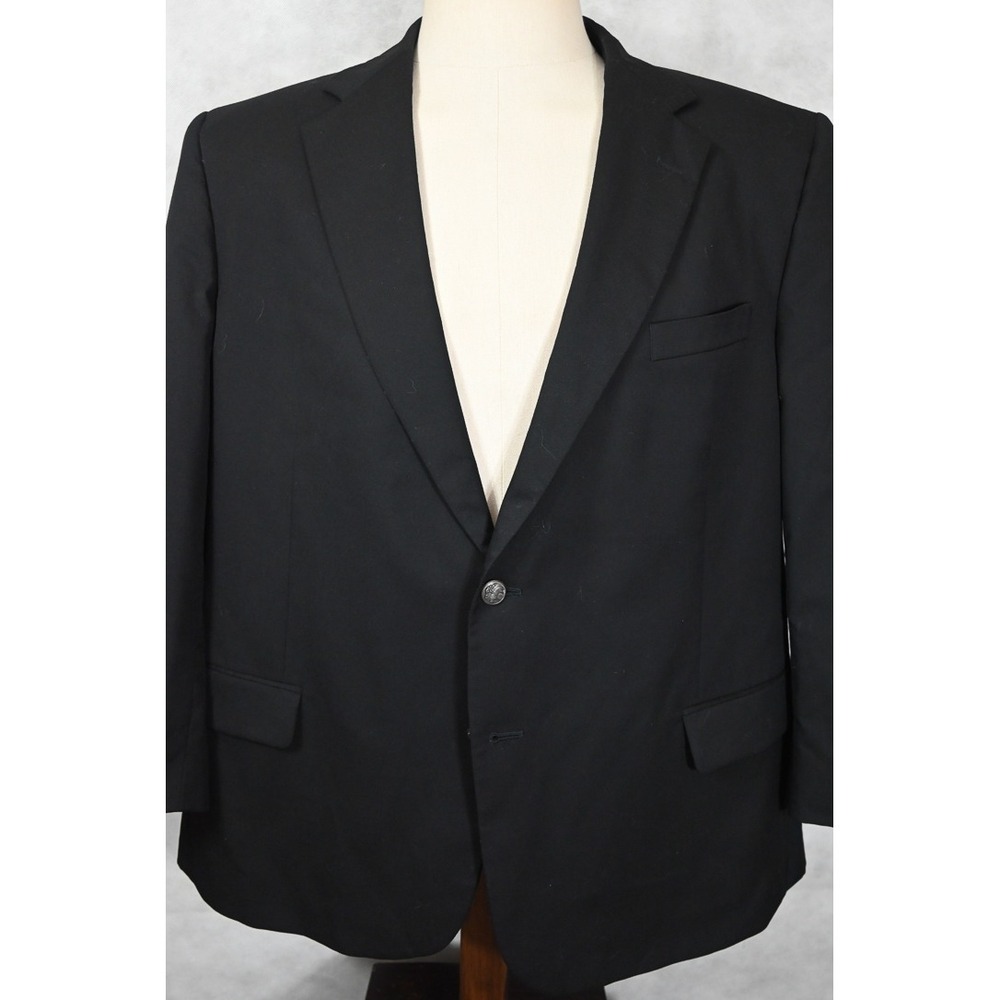 Brooks Brothers 346 Mens Black Blazer Sport Coat Silver Crest Buttons 50S